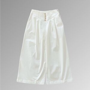 White Cotton Wide Leg Culottes